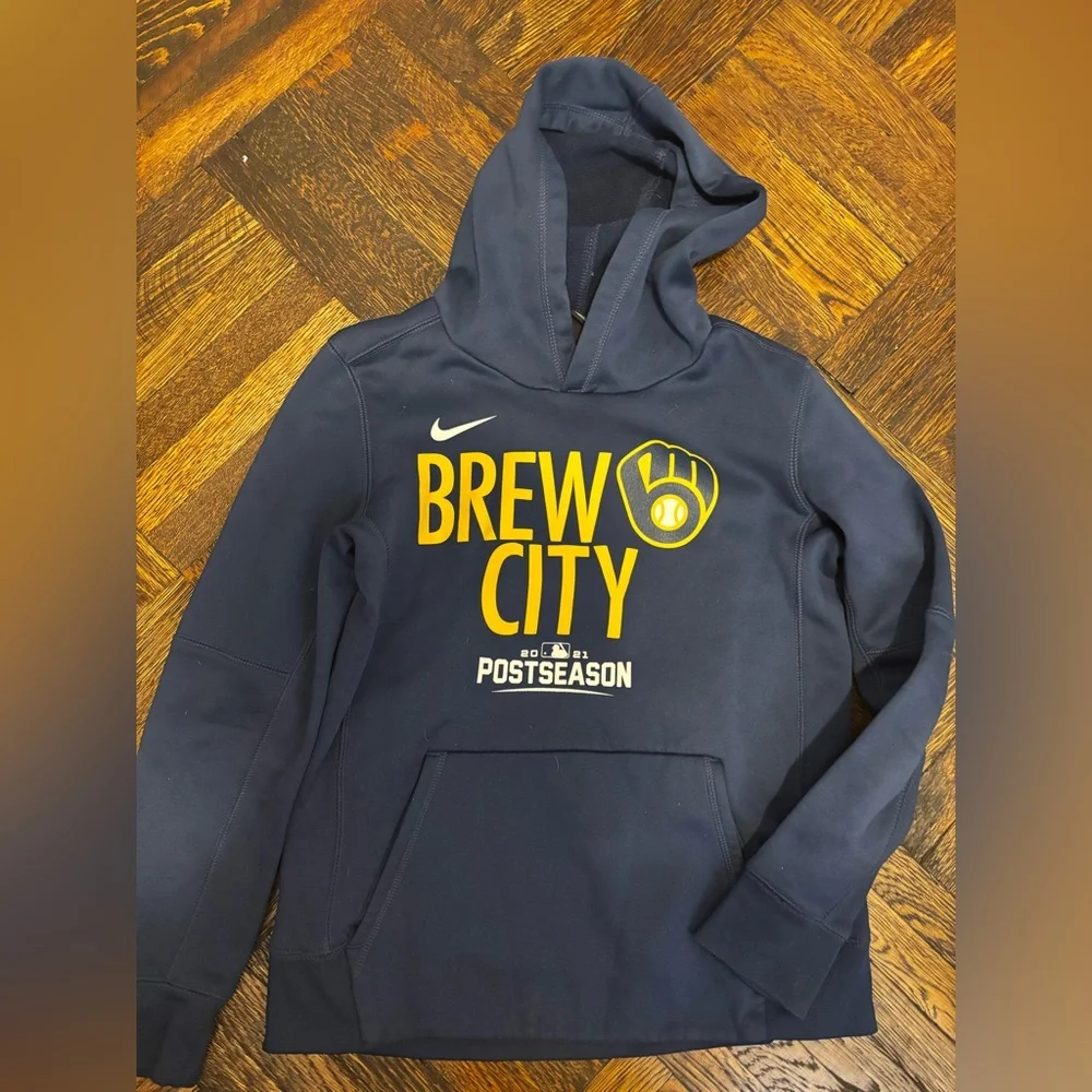Nike Brew City Postseason Navy Blue Hoodie - Picture 1 of 2
